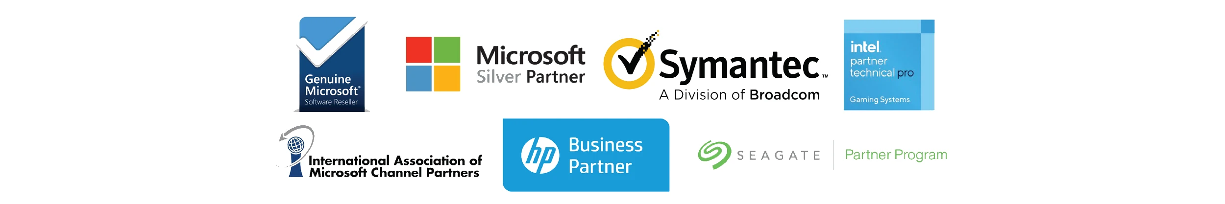 Accreditations: Genuine Microsoft Software Reseller, Microsoft Silver Partner, Symantec (a division of Broadcom), Intel Partner (Technical Pro, Gaming Systems), International Association of Microsoft Channel Partners, HP Business Partner and Seagate Partner Program.